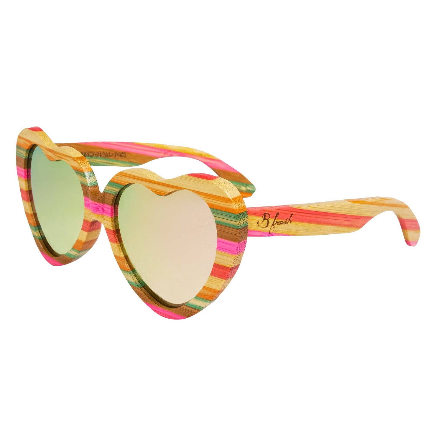 Heart Shapes - Rainbow Heart Sunglasses All Wood