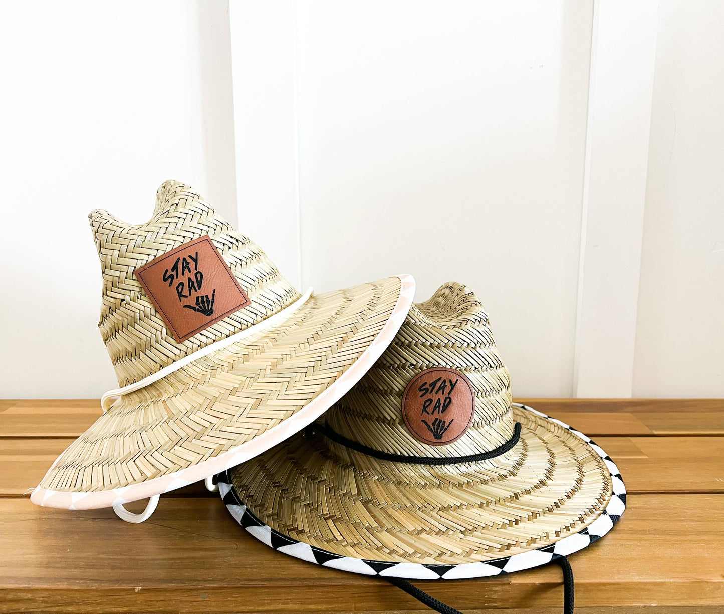 Toddler Checkered Stay Rad Straw Hats