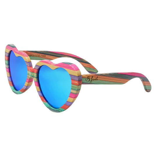 Heart Shapes - Rainbow Heart Sunglasses All Wood