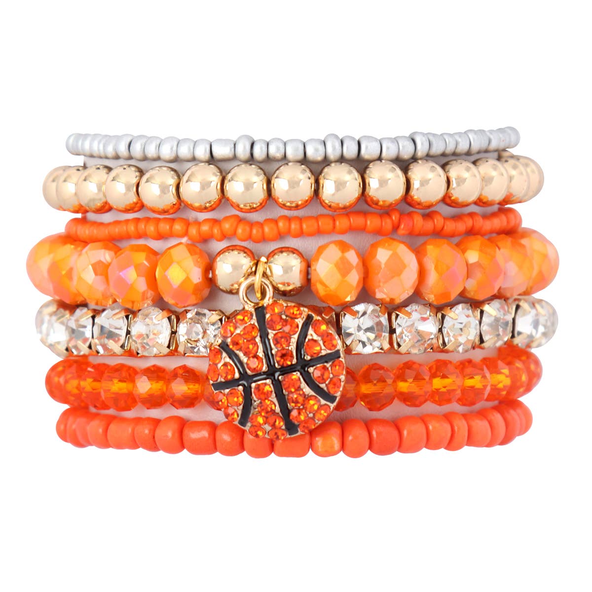 MYB1137 - MIXED BEADS CHARM FOOTBALL PENDANT BRACELET