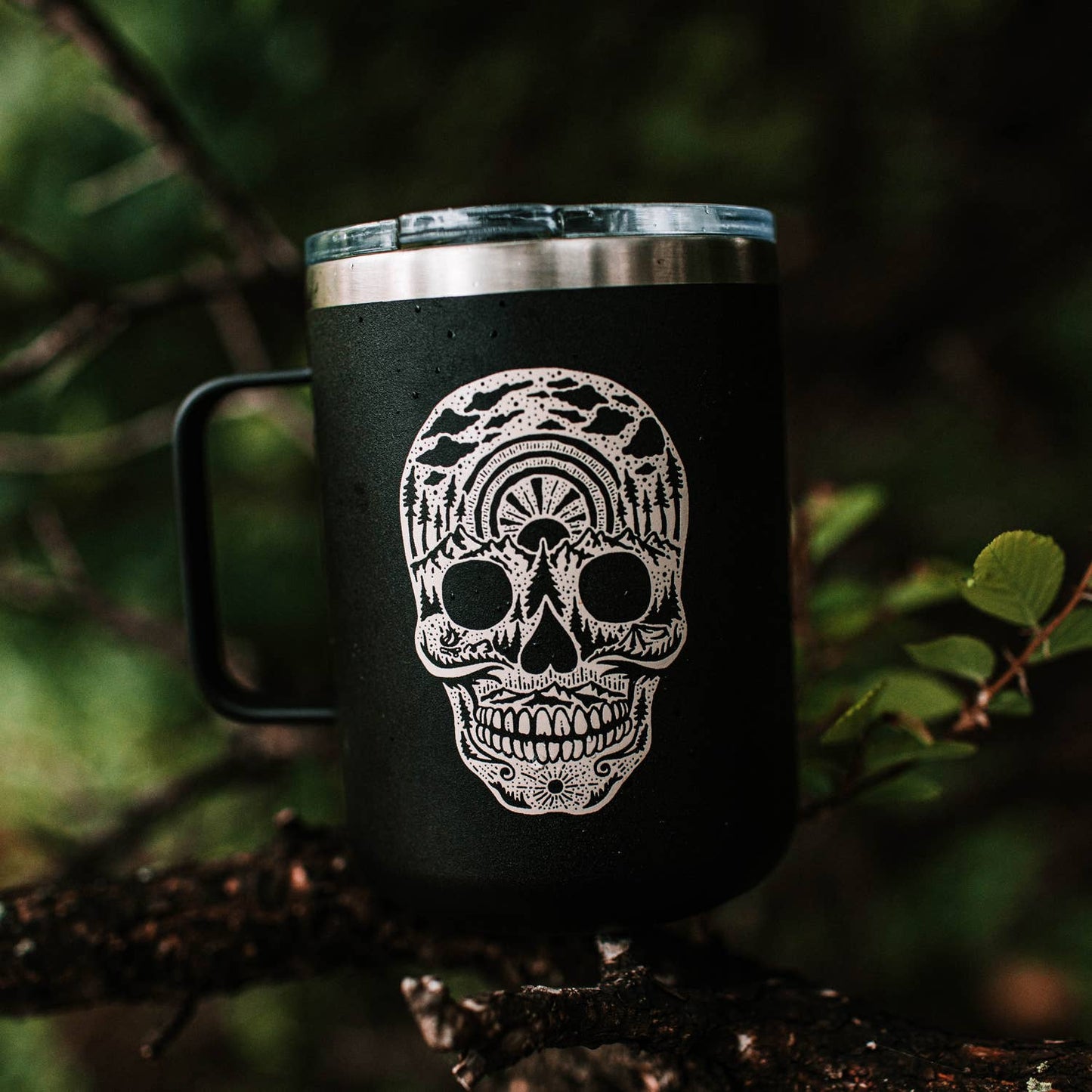 Camping Skull Camper Mug Black
