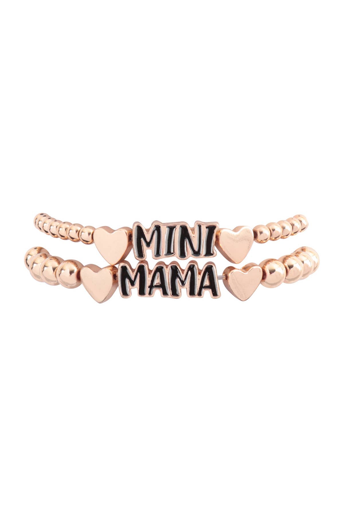MINI & MAMA HEART CCB CHARM STRETCH BRACELET SET