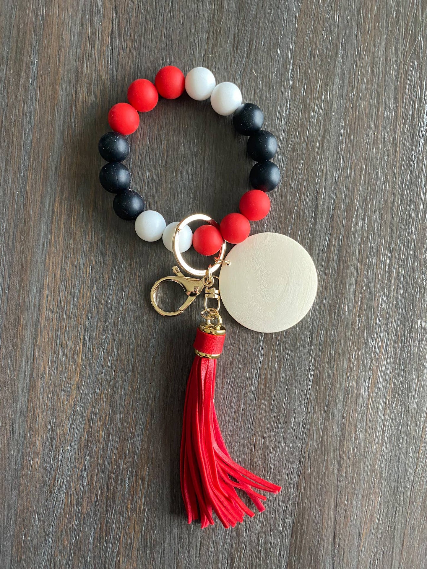 Game Day Wristlet Silicone Beads - Red/Black/White