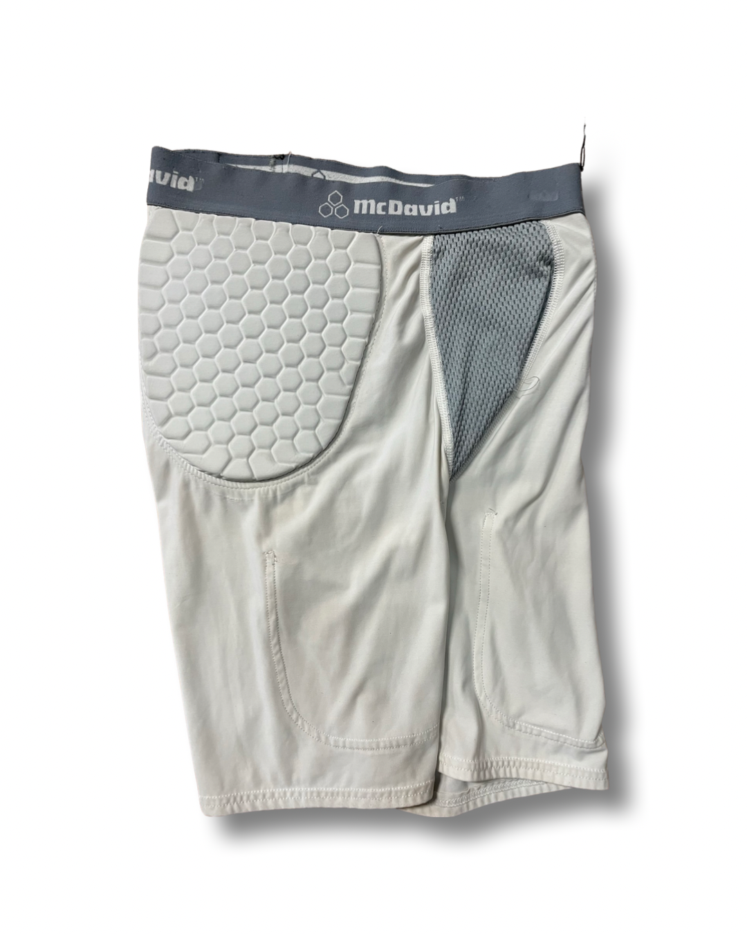 White/Grey McDavid Football Padded Short, Youth Medium