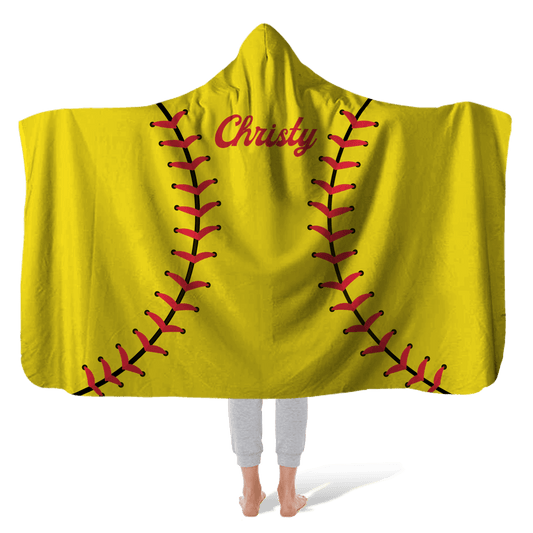 Hooded Fleece Blanket: Softball