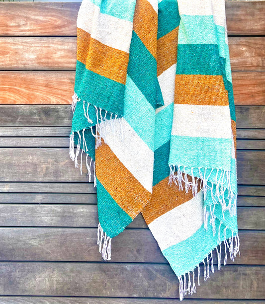 Golden Strand Throw Blanket l Mexican Blanket l Home Decor