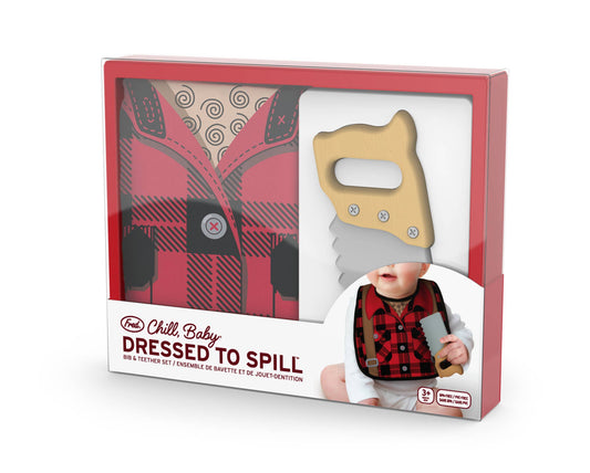 Chill Baby- Dressed To Spill- Bib & Teether Set- Lumberjack