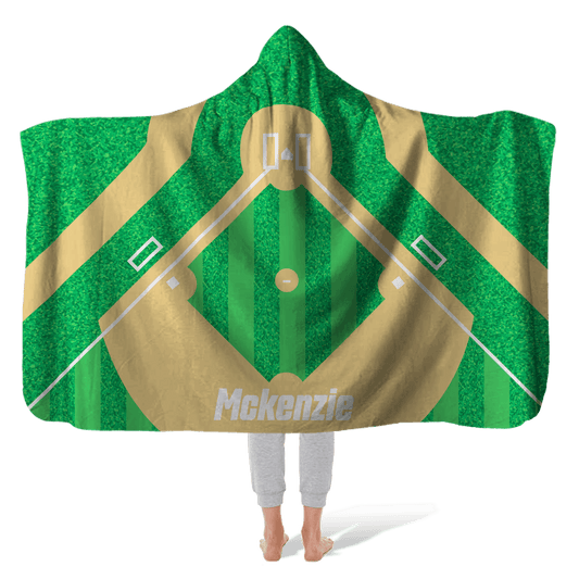 Hooded Fleece Blanket: Baseball Field
