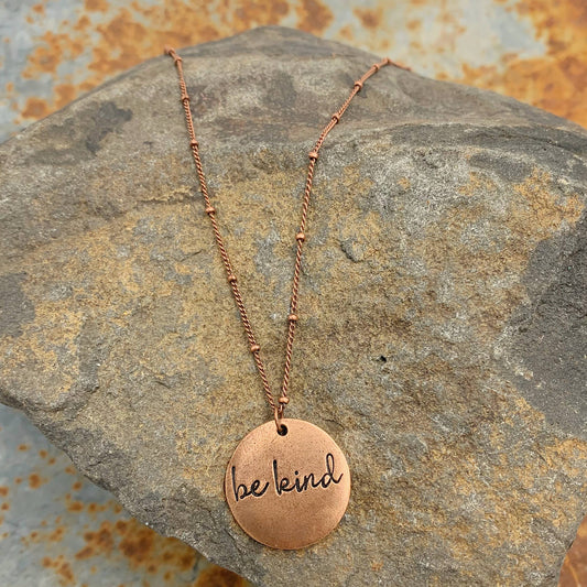 Be Kind Hand Stamped Copper Necklace